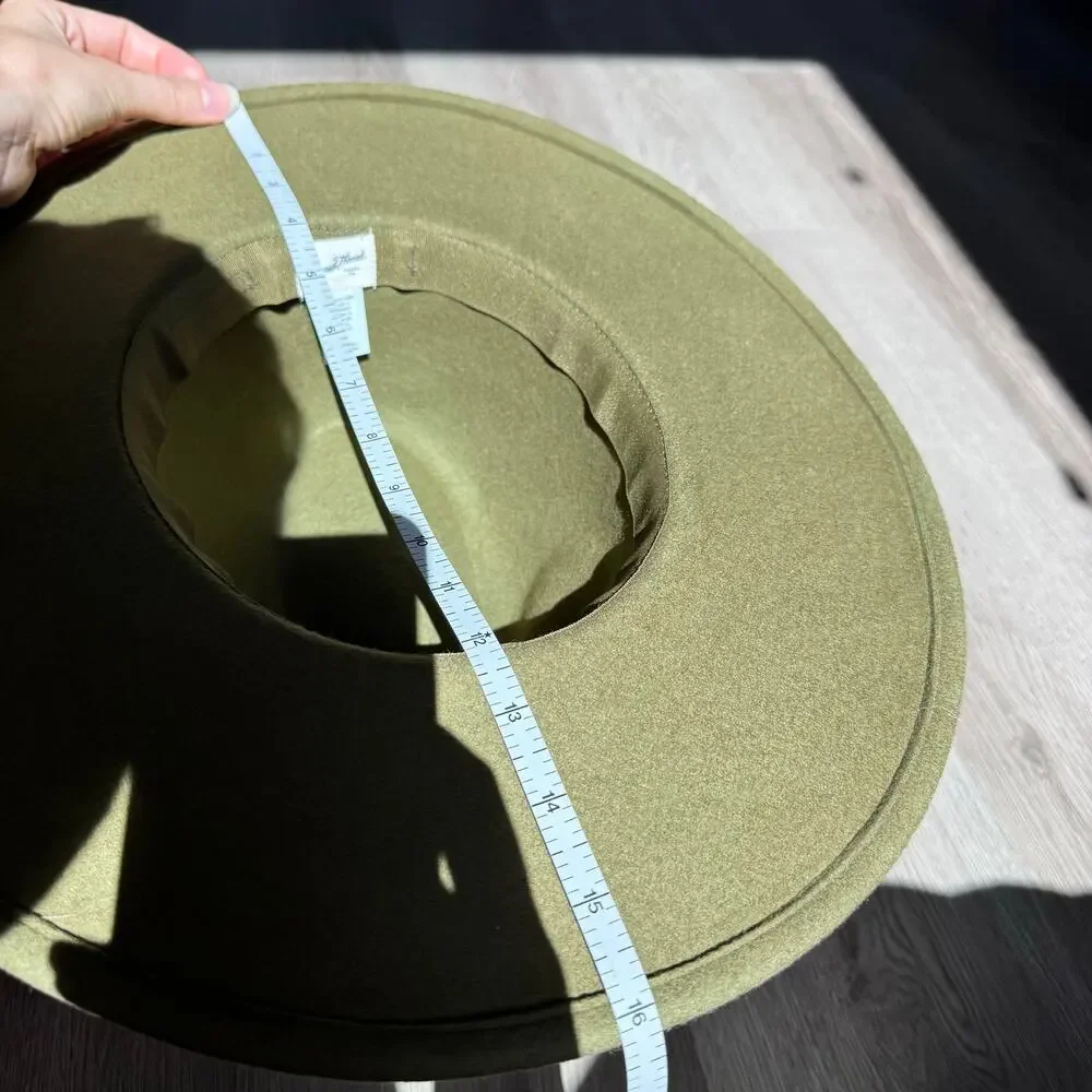 Universal Thread 100% Wool Rancher Hat Olive Green Wide Brim Fedora Western M